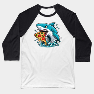 Funny Shark with Pizza, Pizza Lover Baseball T-Shirt