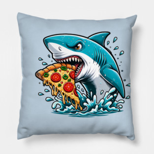Funny Shark with Pizza, Pizza Lover Pillow