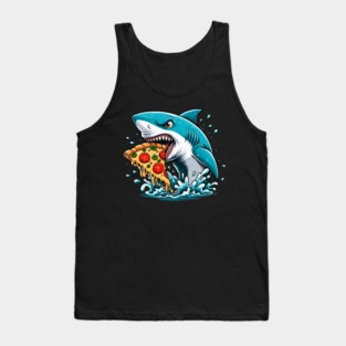 Funny Shark with Pizza, Pizza Lover Tank Top