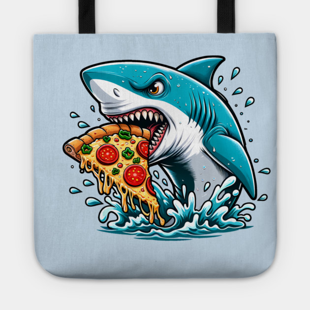 Funny Shark with Pizza, Pizza Lover Tote by logiamerch