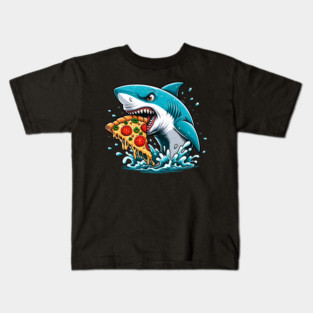 Funny Shark with Pizza, Pizza Lover Kids T-Shirt