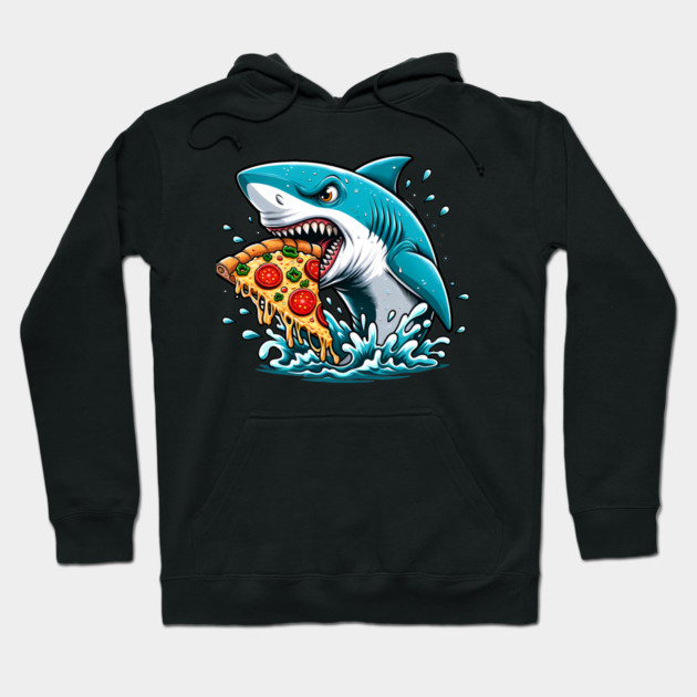Funny Shark with Pizza, Pizza Lover Hoodie by logiamerch