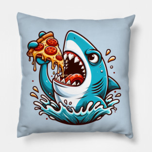 Funny Shark with Pizza, Pizza Lover Pillow