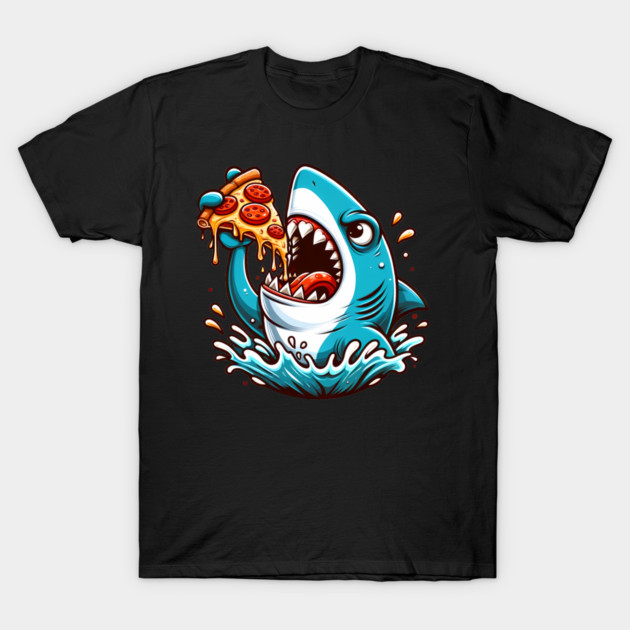 Funny Shark with Pizza, Pizza Lover T-Shirt by logiamerch