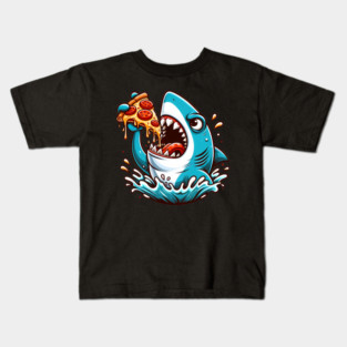 Funny Shark with Pizza, Pizza Lover Kids T-Shirt