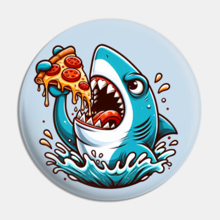 Funny Shark with Pizza, Pizza Lover Pin
