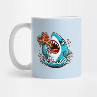 Funny Shark with Pizza, Pizza Lover Mug