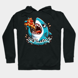 Funny Shark with Pizza, Pizza Lover Hoodie