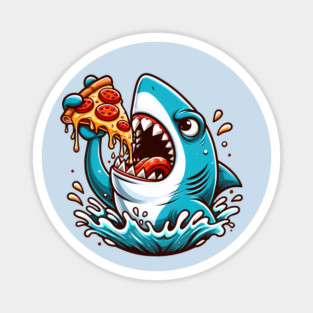 Funny Shark with Pizza, Pizza Lover Magnet