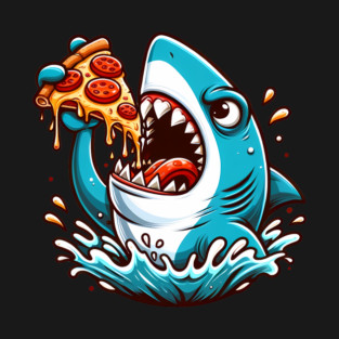 Funny Shark with Pizza, Pizza Lover T-Shirt