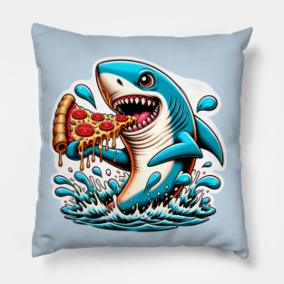 Funny Shark with Pizza, Pizza Lover Pillow