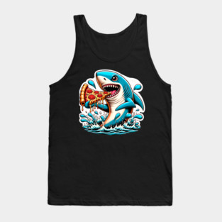 Funny Shark with Pizza, Pizza Lover Tank Top