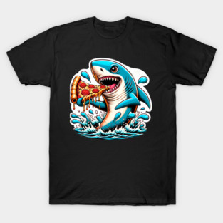 Funny Shark with Pizza, Pizza Lover T-Shirt