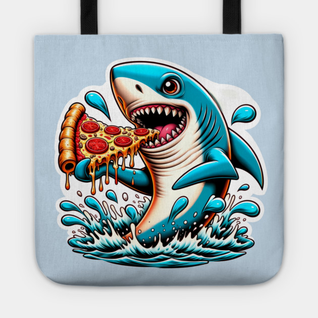 Funny Shark with Pizza, Pizza Lover Tote by logiamerch