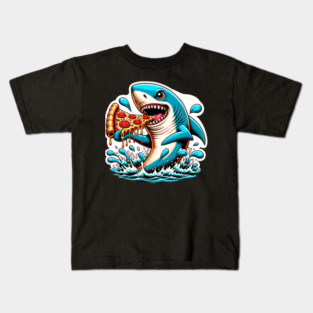 Funny Shark with Pizza, Pizza Lover Kids T-Shirt