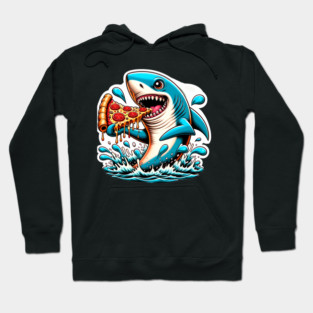 Funny Shark with Pizza, Pizza Lover Hoodie