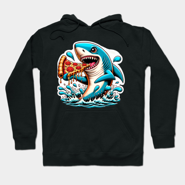 Funny Shark with Pizza, Pizza Lover Hoodie by logiamerch