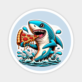 Funny Shark with Pizza, Pizza Lover Magnet