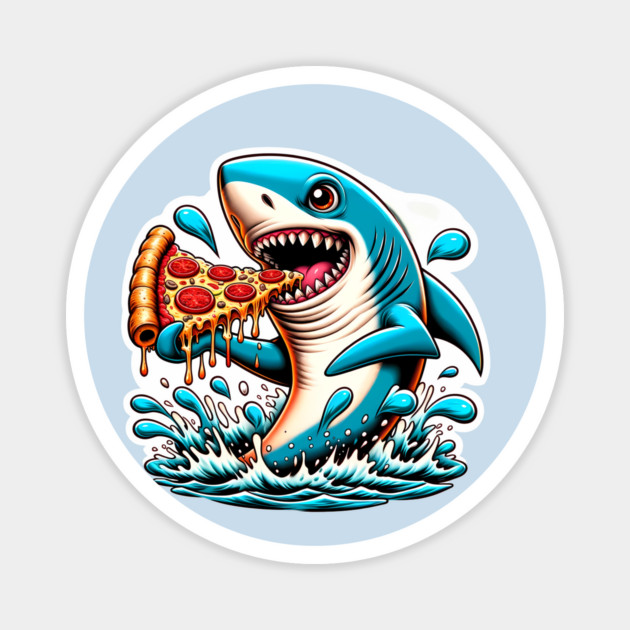 Funny Shark with Pizza, Pizza Lover Magnet by logiamerch