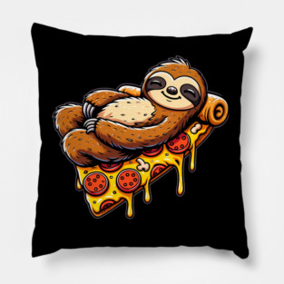 Cute Sloth with a Slice of Pizza Pillow