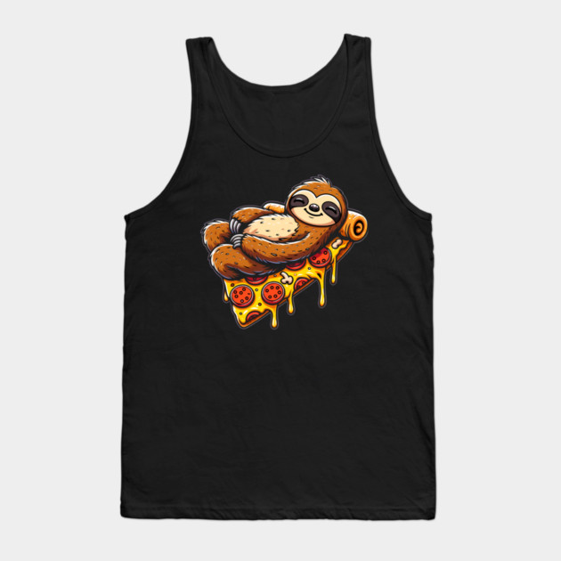 Cute Sloth with a Slice of Pizza Tank Top by logiamerch