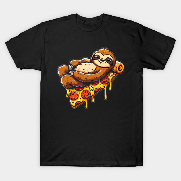 Cute Sloth with a Slice of Pizza T-Shirt by logiamerch