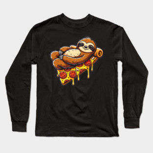 Cute Sloth with a Slice of Pizza Long Sleeve T-Shirt