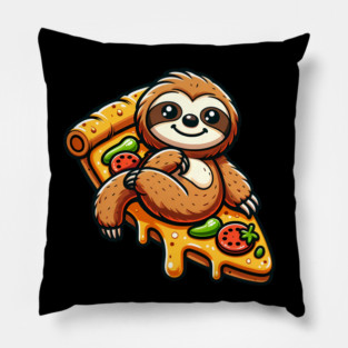 Cute Sloth with a Slice of Pizza Pillow