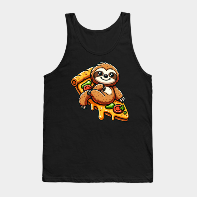 Cute Sloth with a Slice of Pizza Tank Top by logiamerch
