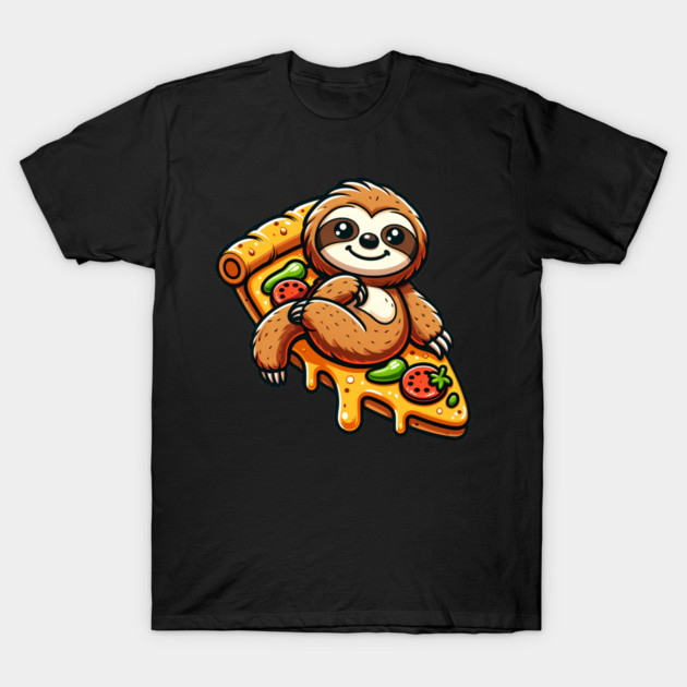 Cute Sloth with a Slice of Pizza T-Shirt by logiamerch
