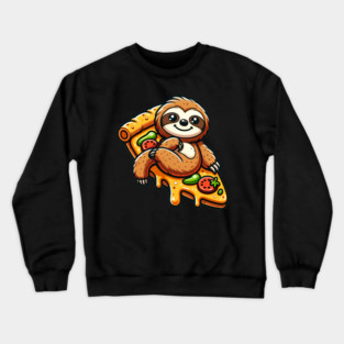 Cute Sloth with a Slice of Pizza Crewneck Sweatshirt