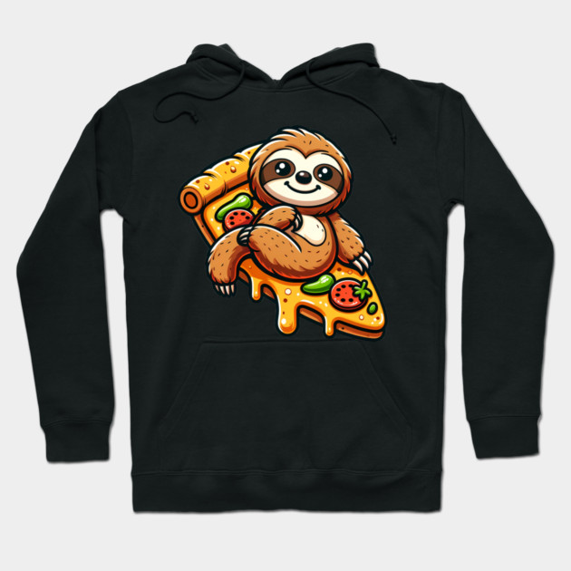 Cute Sloth with a Slice of Pizza Hoodie by logiamerch