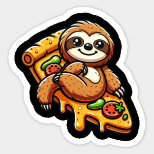 Cute Sloth with a Slice of Pizza Sticker