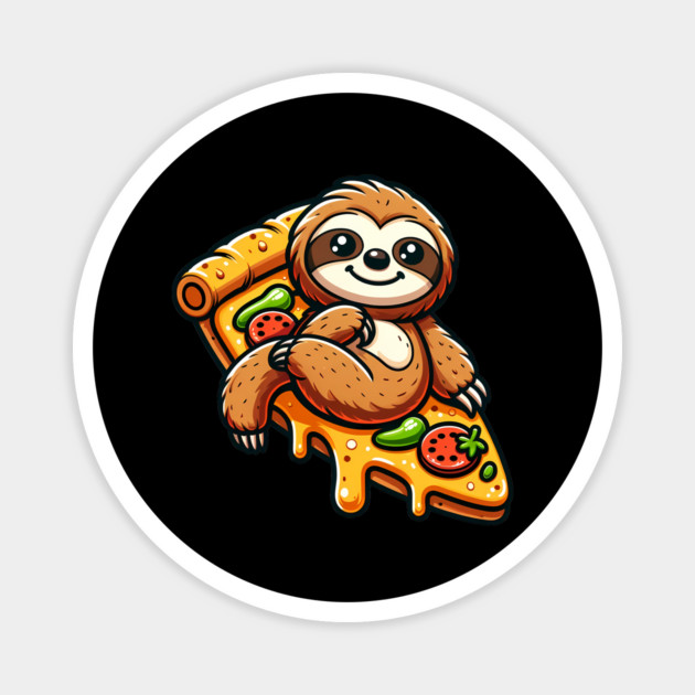 Cute Sloth with a Slice of Pizza Magnet by logiamerch