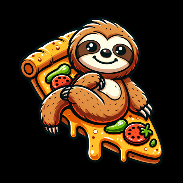 Cute Sloth with a Slice of Pizza by logiamerch