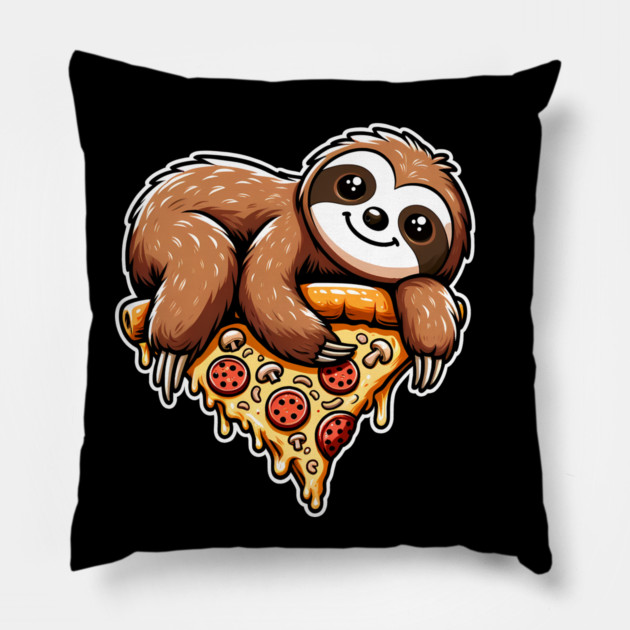 Cute Sloth with a Slice of Pizza Pillow by logiamerch