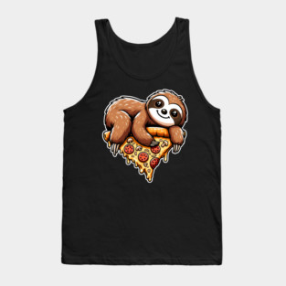 Cute Sloth with a Slice of Pizza Tank Top