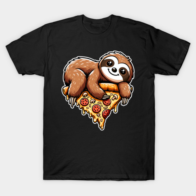 Cute Sloth with a Slice of Pizza T-Shirt by logiamerch