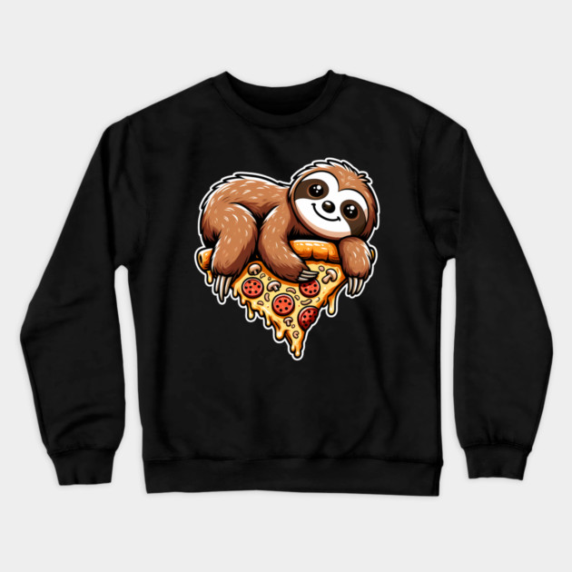 Cute Sloth with a Slice of Pizza Crewneck Sweatshirt by logiamerch