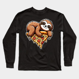 Cute Sloth with a Slice of Pizza Long Sleeve T-Shirt