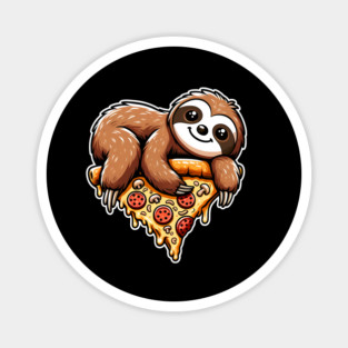 Cute Sloth with a Slice of Pizza Magnet