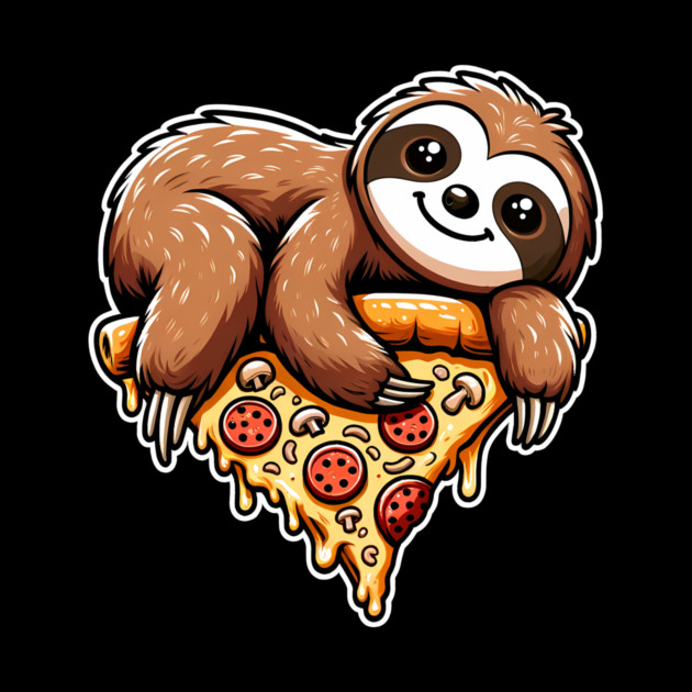 Cute Sloth with a Slice of Pizza by logiamerch