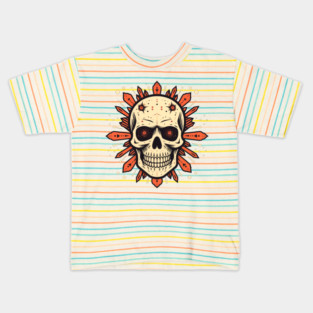 Intricate Skull and Darts Design - Bold Gothic Art with a Punk Rock Edge Kids T-Shirt