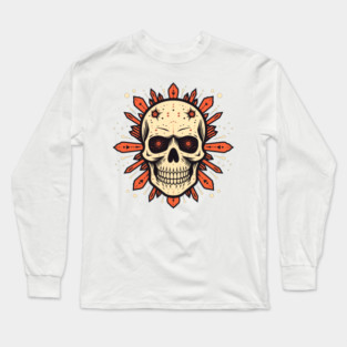 Intricate Skull and Darts Design - Bold Gothic Art with a Punk Rock Edge Long Sleeve T-Shirt