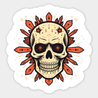 Intricate Skull and Darts Design - Bold Gothic Art with a Punk Rock Edge Sticker