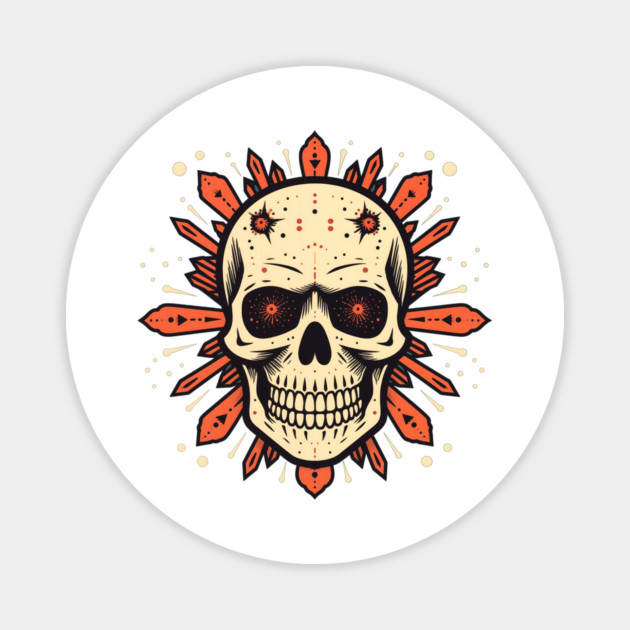 Intricate Skull and Darts Design - Bold Gothic Art with a Punk Rock Edge Magnet by WarFX Designs