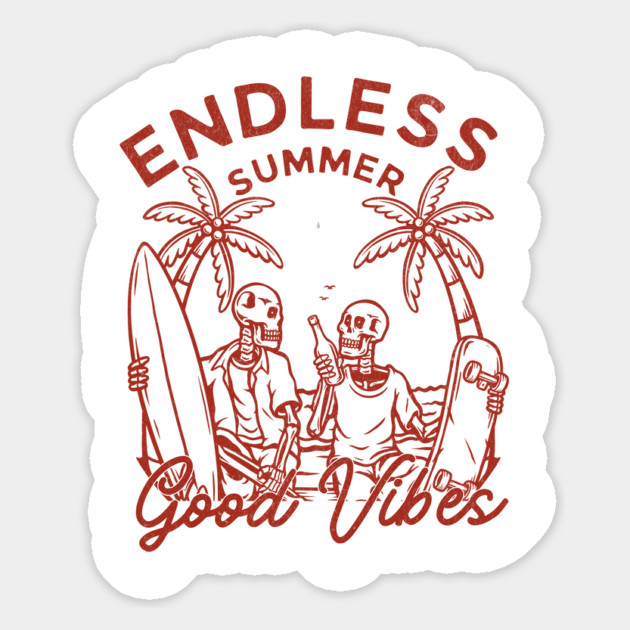 Endless Summer: Skeleton Surfers & Skaters - Good Vibes Beach Design Magnet by Designed By Marty