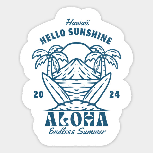 Hawaii - Hello Sunshine: Surfboards & Palm Trees - Aloha Beach Design Sticker by Designed By Marty