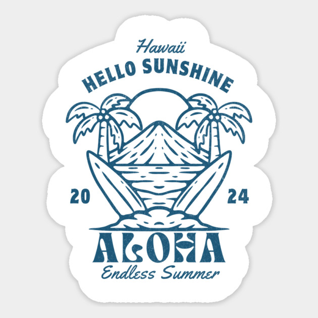 Hawaii - Hello Sunshine: Surfboards & Palm Trees - Aloha Beach Design Magnet by Designed By Marty