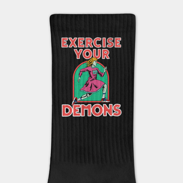 Exercise Your Demons: Funny Possessed Woman - Retro Vintage Feel Design by Designed By Marty